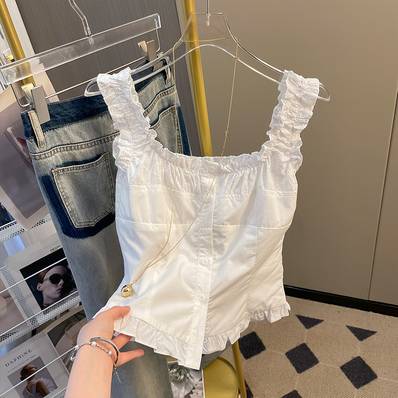 Lym Studio Lace Patchwork Camisole Shirt for Women Summer 2025 New Sleeveless Vest Top