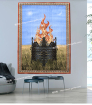 Boutique New Amount Erdente pure wool woven Mongolian flame hanging blanket Book house Xuanguan Restaurant Wall Blanket Painting