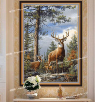 New pure wool weaving three-dimensional realistic elk European style decoration entrance living room corridor foyer bedroom hanging tapestry