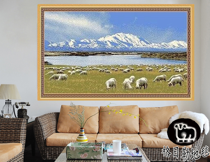 Factory Direct Sales Mongolian Pure Wool Tapestry. Tapestry Prairie Sheep Group Is Suitable for Living Room, Study, Restaurant, Conference Room