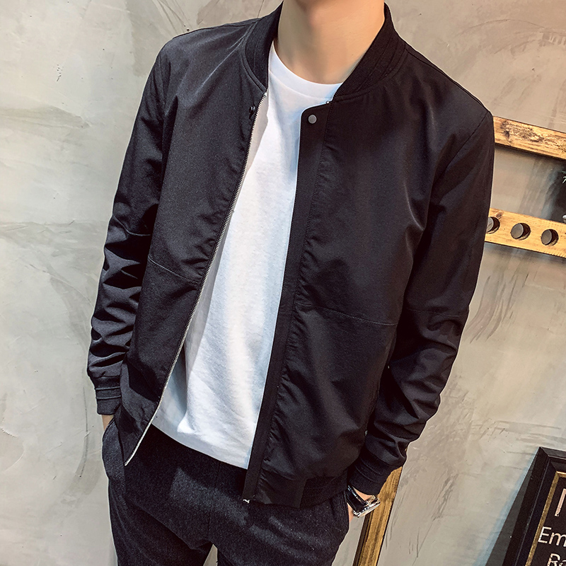 Fall jacket male Korean version trendy 2019 new baseball collar black jacket men's clothing handsome and casual blouses