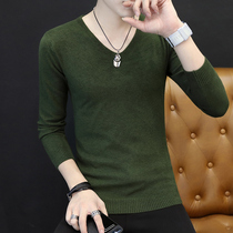 Sweater men long sleeve solid color v collar sweater 2021 New Korean thin chicken heart collar men pullover sweater