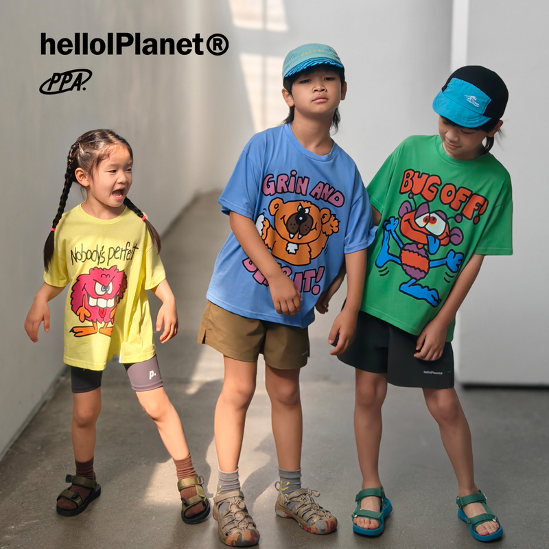 Pipapa Little Monster Milan Ice Cool Cotton Drop Shoulder Sleeve Loose Fit Sports Casual Children's Short Sleeve T-Shirt 913836