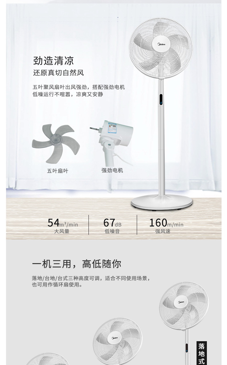 quạt đảo Phương tiện / làm đẹp FS40-18BR 8 tốc độ gió tốc độ ba tầng năm cánh quạt điện sàn nhà quạt bàn - Quạt điện động cơ quạt