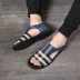 Mùa hè mới dép nam thời trang Anh kẻ sọc vải cá tính dép nam Roman sandal thủy triều hoang dã - Sandal