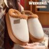 2025 New Autumn and Winter Closed-Toe Cotton Slippers for Women, Plush Thick-Soled Non-Slip Indoor Home Slippers for Men