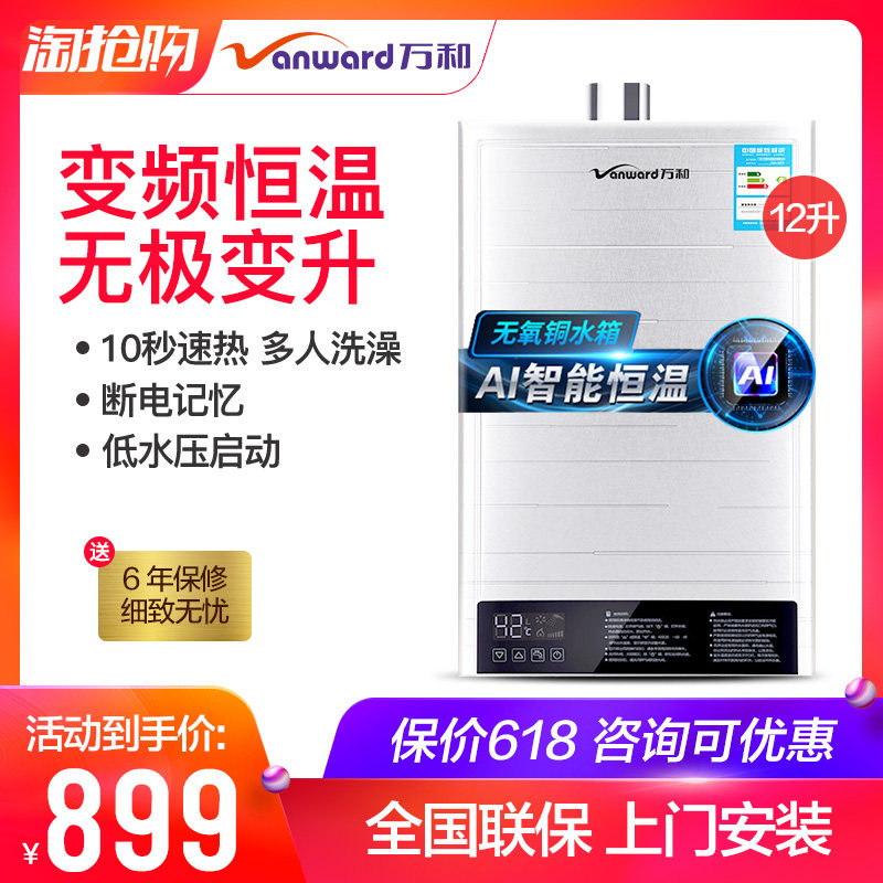 ten thousand and gas water heater 12 l L gas household gas liquid gas thermostatic strong row type instant heating 10