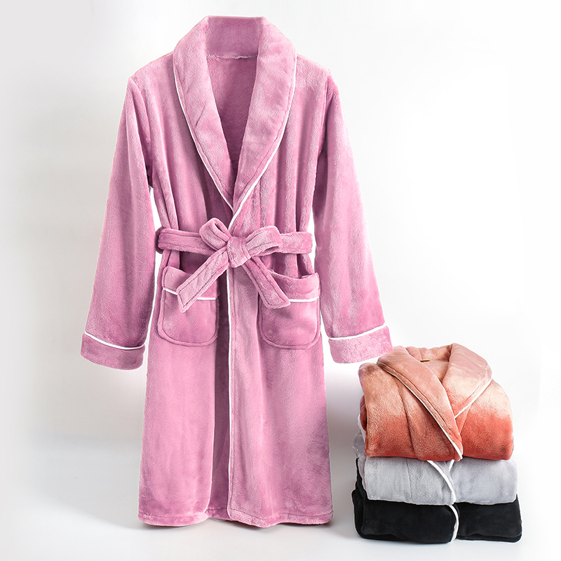 Ms. Club Lady plus thickened coral velvet autumn winter bathrobe long version of flannel dressing gown Winter dressing clothes