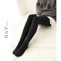 RAYHOUSE autumn and winter feet plus velvet 1000D cotton matte pantyhose ladies warm thickened Black