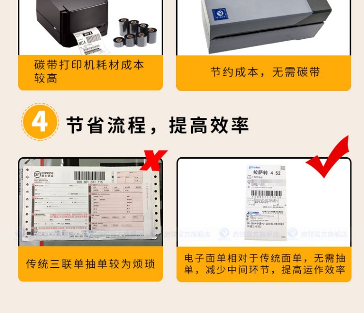 Qi Rui QR-588K Gói dịch vụ hậu cần Express Máy in đơn nhiệt điện tử - Thiết bị mua / quét mã vạch máy quét mã