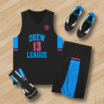 Basketball suit mens Drew League summer American training team uniform quick-dry breathable jersey custom printing