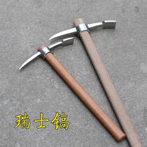 Camping stainless steel small foreign pickaxe outdoor Swiss pickaxe digging tree roots sheep pickaxe small pickaxe portable ice pick cross pickaxe