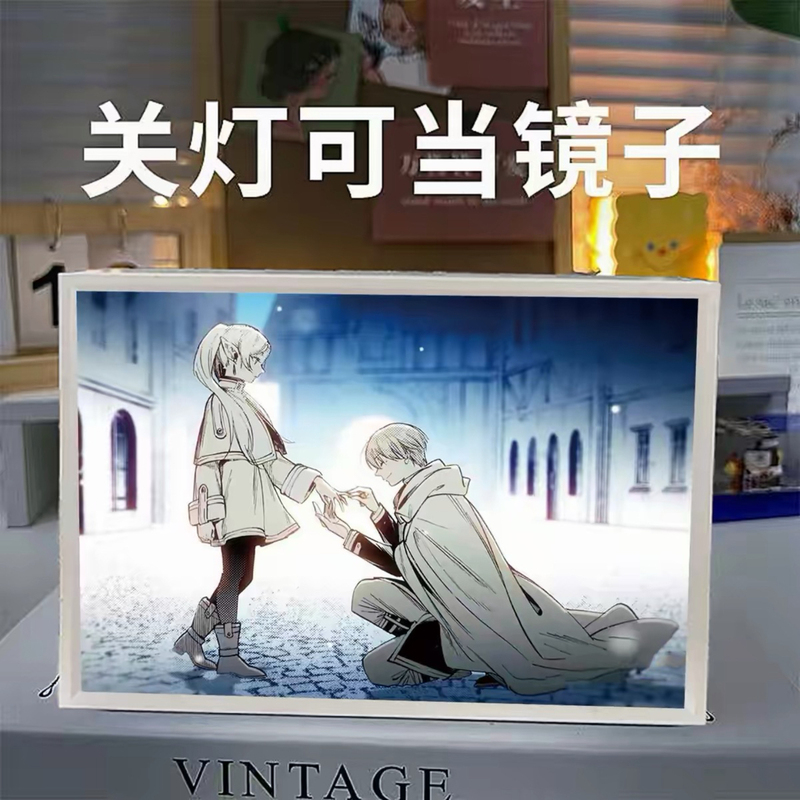 Frieren: Beyond Journey's End Anime Merchandise 2D Mirror Light Painting Night Light Ornament Birthday Gift for Friends