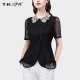 Design sense lace shirt women's 2023 spring new irregular shirt fashion temperament western style small shirt bottoming all-match