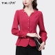 Shirt women's long-sleeved tops beaded v-neck shirt lady slim professional temperament chic ol2022 spring new