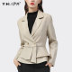 Plaid small coat long-sleeved slim waist small suit short top spring new professional women's clothing autumn and winter all-match