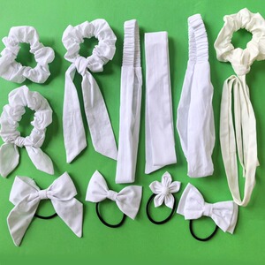 Kindergarten Tie-Dye Hair Rope Pure Cotton White Fabric Blue-Dyed Scrunchie Butterfly Hair Clip Handmade DIY Hair Access