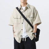 Летняя ретро японская рубашка, короткий рукав, оверсайз