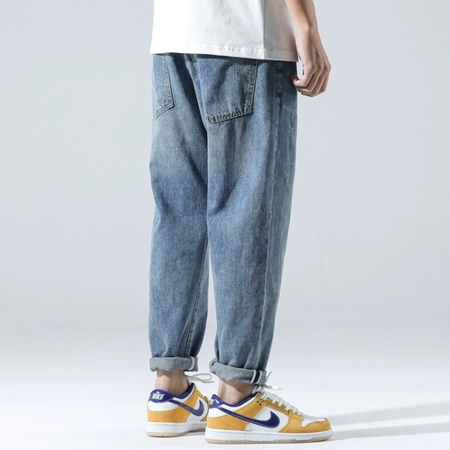 Летние тонкие светлые японские ретро джинсы, штаны, свободный прямой крой