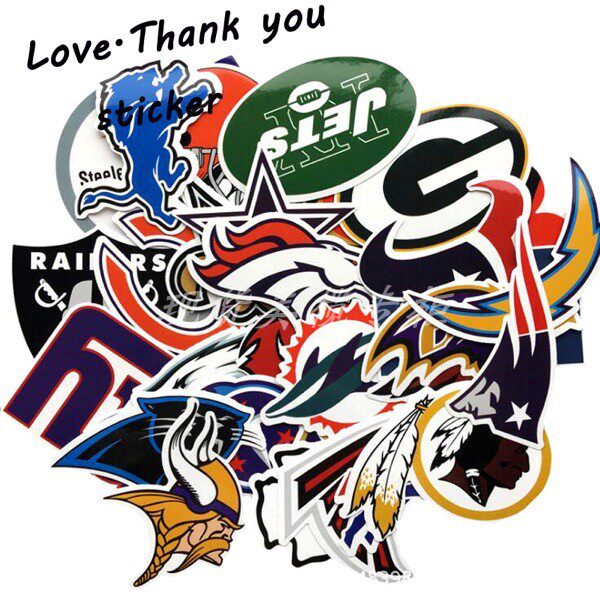 NFL Team Label Stickers Travel Luggage Baggage Stickers Car Sticker Computer Protection Film PVC Water Resistance Material