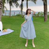 Dress 2020 New summer v collar dress Dress Cashew Slim Temperament FAN LIGHT COOKED Elegant Demeanor for a long dress