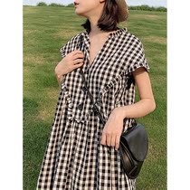 Skirt 2020 New Summer Black And White Plaid Dress Woman Short small sub loose Thin Veil for Lean Shade