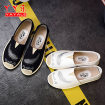 Cotton linen fisherman shoes female 2021 spring and summer a pedal students lazy shoes flat soles casual loafers