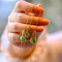 Original 18k gold inlaid natural A-grade green jade peace buckle bracelet ice jade hand jewelry niche design