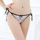 ຈັດສົ່ງຟຣີ embroidered open crotch free underwear sexy for women low-waisted see-through hollow mesh temptation lace-up large size thong