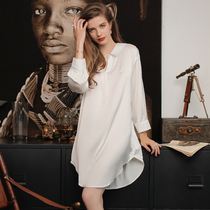 Night dress womens summer long shirt pajamas Womens summer sexy can wear ice silk thin loose boyfriend style home clothes