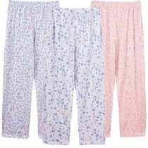 Womens cotton loose home pants single piece cotton spring and summer thin fat plus size middle-aged and elderly air-conditioning pajama pants