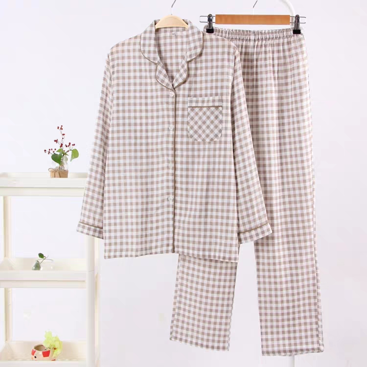 bông cotton Nhật bông gạc pajama quần nữ mùa hè có thể mặc lỏng dài tay phù hợp với gia đình nhà phù hợp với lượng lớn.