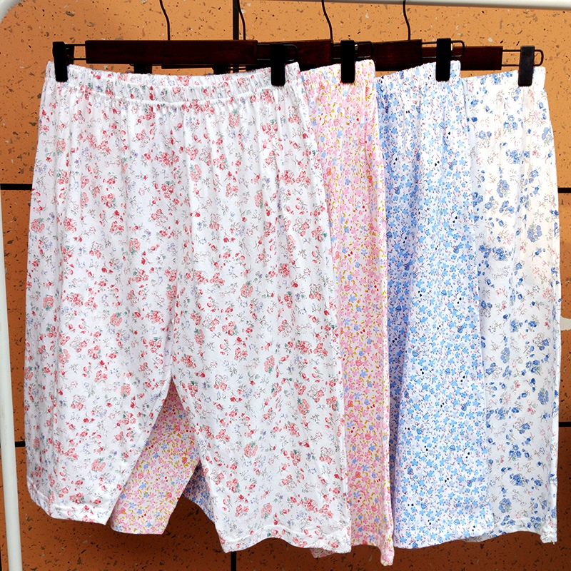 Women's Cotton Loose-Fitting Plus-Size Pajama Pants, High-Waisted, Summer Thin Knit Capri Shorts for Moms Women's Cotton Loose-Fitting Plus-Size Pajama Pants, High-Waisted, Summer Thin Knit Capri Shorts for Moms