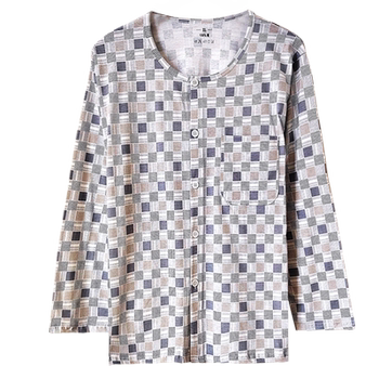 Cardigan pajamas ຝ້າຍບໍລິສຸດຂອງຜູ້ຊາຍທີ່ມີແຂນຍາວຂະຫນາດໃຫຍ່ສາມາດໃສ່ໄດ້ພາຍນອກ