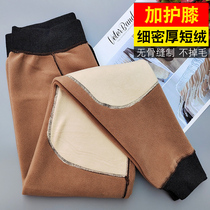 Warm pants men plus velvet thickened middle-aged and elderly father wearing de Velvet autumn and winter trousers cotton wool trousers