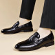 Men's shoes 2025 new style genuine leather breathable business casual soft-soled beanie shoes one-leg lazy men's leather shoes ultra-light