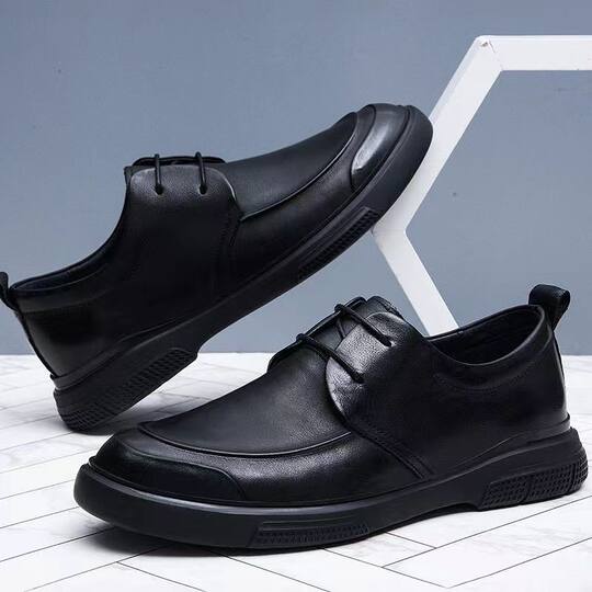 New winter leather shoes for men, genuine leather breathable casual shoes, soft soles, versatile business formal wear, non-slip soft soles, middle-aged men's shoes