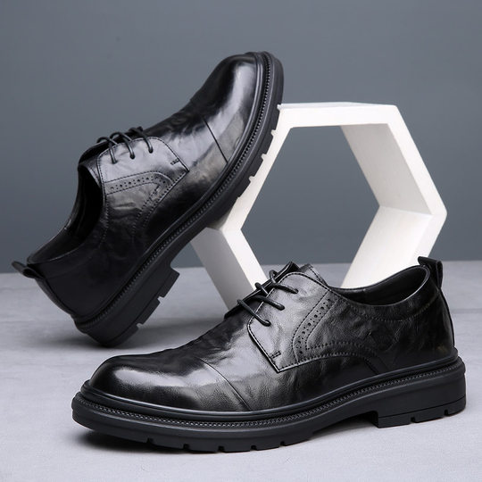 Plover leather shoes for men 2024 new model genuine leather casual shoes business formal non-slip soft sole middle-aged men's shoes wedding shoes