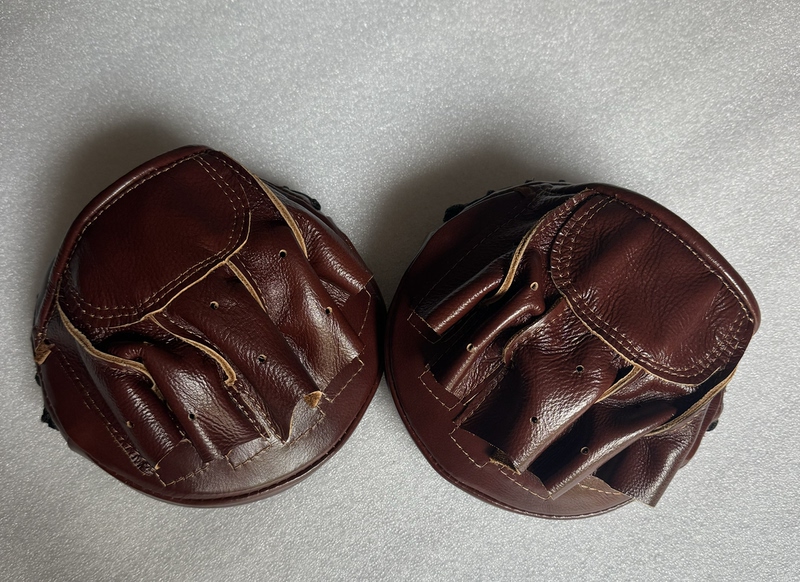 Genuine Leather Boxing Protective Gear, Handmade in Black and Red, for Boxing, Sanda, Martial Arts, Muay Thai Training, Small Hand Target