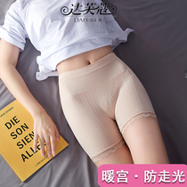 Can be worn outside lace cotton stall anti-light safety pants no trace-free underwear flat corner ladies thin white spring and summer