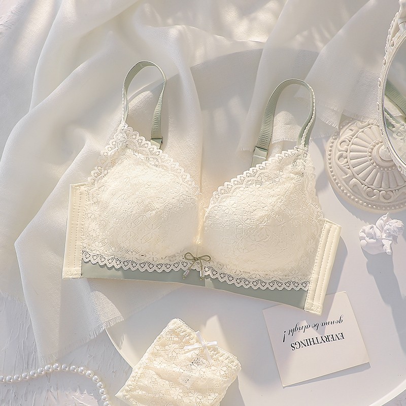Underwear Women's Small breasts gather without steel ring to close the milk anti-sagging text bra 2021 new explosive underwear set