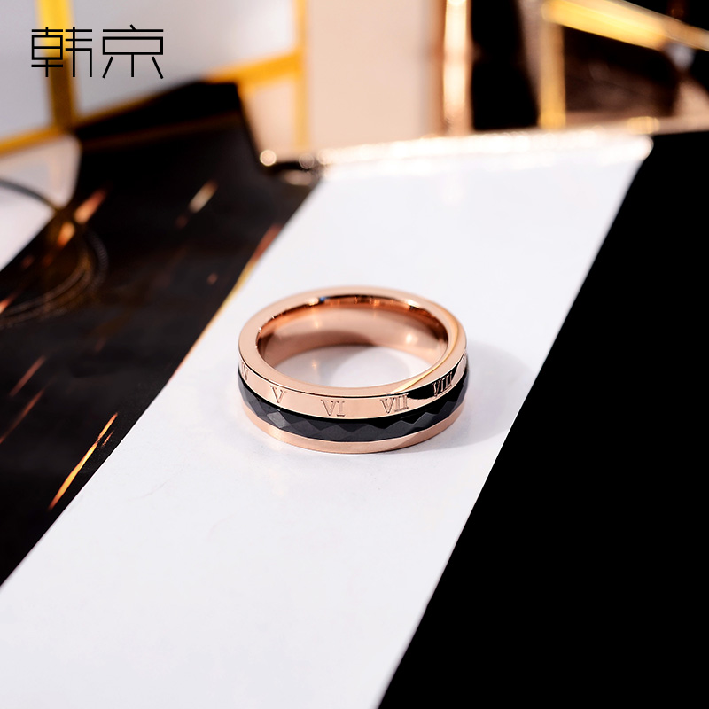 HJ, black ceramic ring real gold plated titanium steel, men and women lovers ring, Japan and South Chesapeake move accessories offered