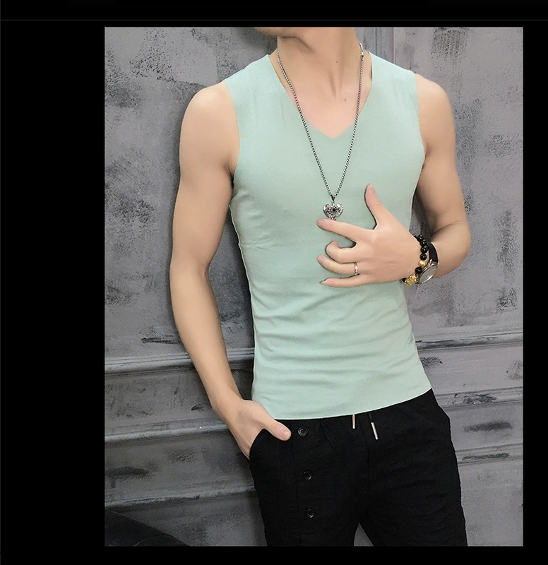 Mùa hè liền mạch vest nam mỏng phần thoáng khí Áo sơ mi cotton trẻ trung không tay áo thun xu hướng vest thể thao - Áo vest cotton