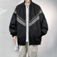 Informal college style V-shaped design jacket men's spring and autumn casual loose trendy jacket versatile boys' tops