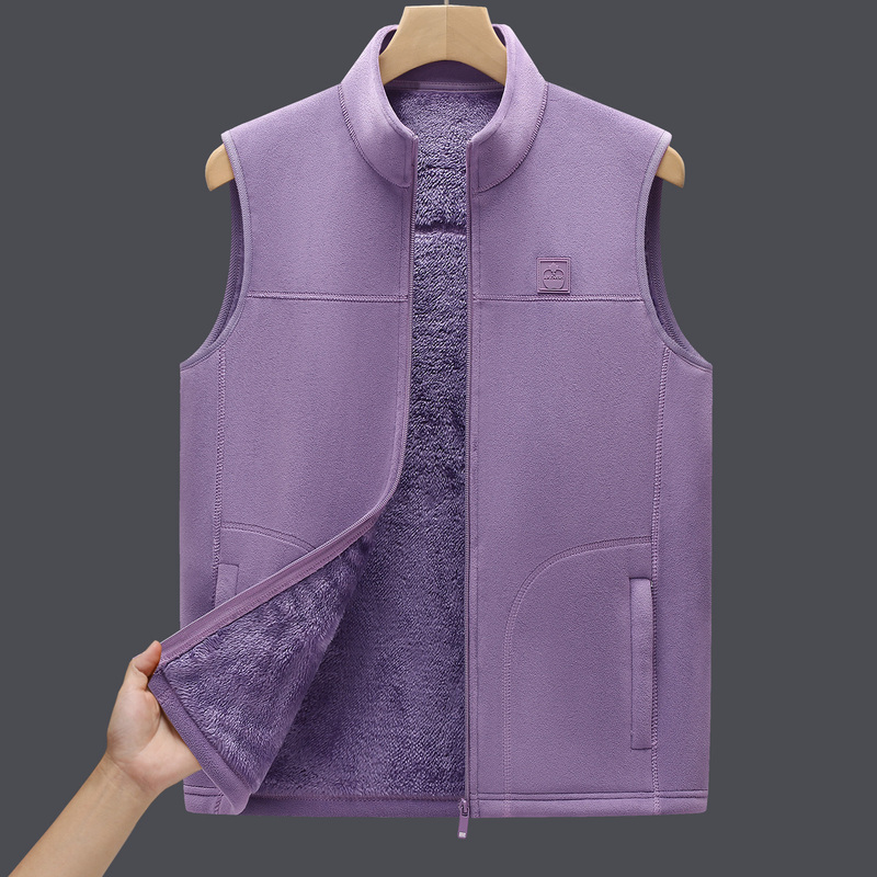The Texture Is Very Soft! a Multi-Layered Fleece Vest for Women, Suitable for Layering, Made of Purple Fleece for Autumn and Winter