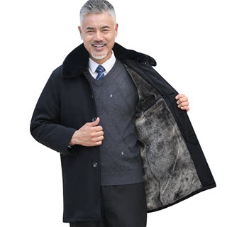 Plus velvet thick cotton coat male father winter coat middle-aged and elderly autumn and winter grandfather middle-aged cotton-padded jacket old man's top