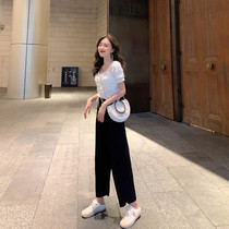 Light familiar and immortal heart machine Hyuna wind Net red pants two-piece set summer dress foreign style goddess 2019 fashion femininity