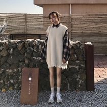 Autumn and winter 2020 new womens fashion small fragrant style dress celebrity sweater vest two-piece shirt