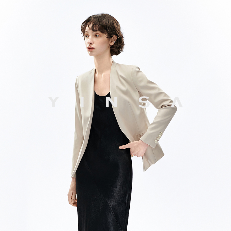 【Simple Set】Professional, Elegant, Light Luxury Wool Collarless Commuting Blazer/Skirt 2026 Spring 【Simple Set】Professional, Elegant, Light Luxury Wool Collarless Commuting Blazer/Skirt 2026 Spring