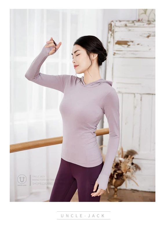 Áo len thể thao theo mùa mỏng thun co giãn vừa vặn với áo tập yoga - Thể thao lông cừu / jumper hoodie xanh dương